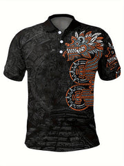 Dragon Pattern Men's Casual Comfy Custom Fit Shirt