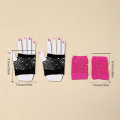 Short Fishnet Rhinestone Gloves - Stylish Gloves For Women