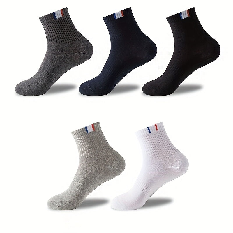 5 Pairs Casual Sports Socks Men's Crew Socks Outdoor All Seasons