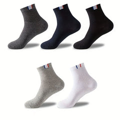 5 Pairs Casual Sports Socks Men's Crew Socks Outdoor All Seasons