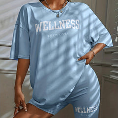 Casual T-shirt & Shorts Set High Waist Skinny Outfit Women's Clothing