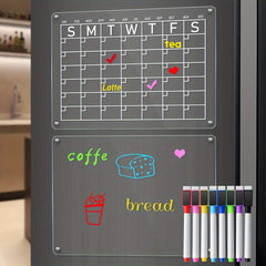 2pcs Acrylic Magnetic Calendar Planner Dry Erase Boards