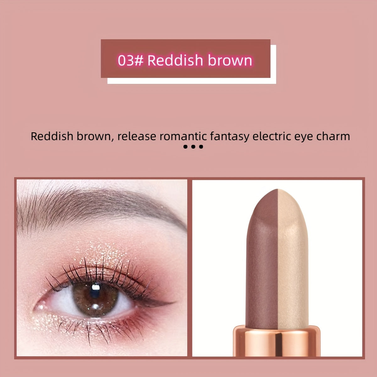 Two Tone Shimmer Eyeshadow Stick Brown Orange Natural Eye Makeup