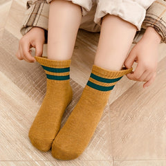 5 Pairs Girls Kids Breathable Comfy Sport Socks Striped Students Socks