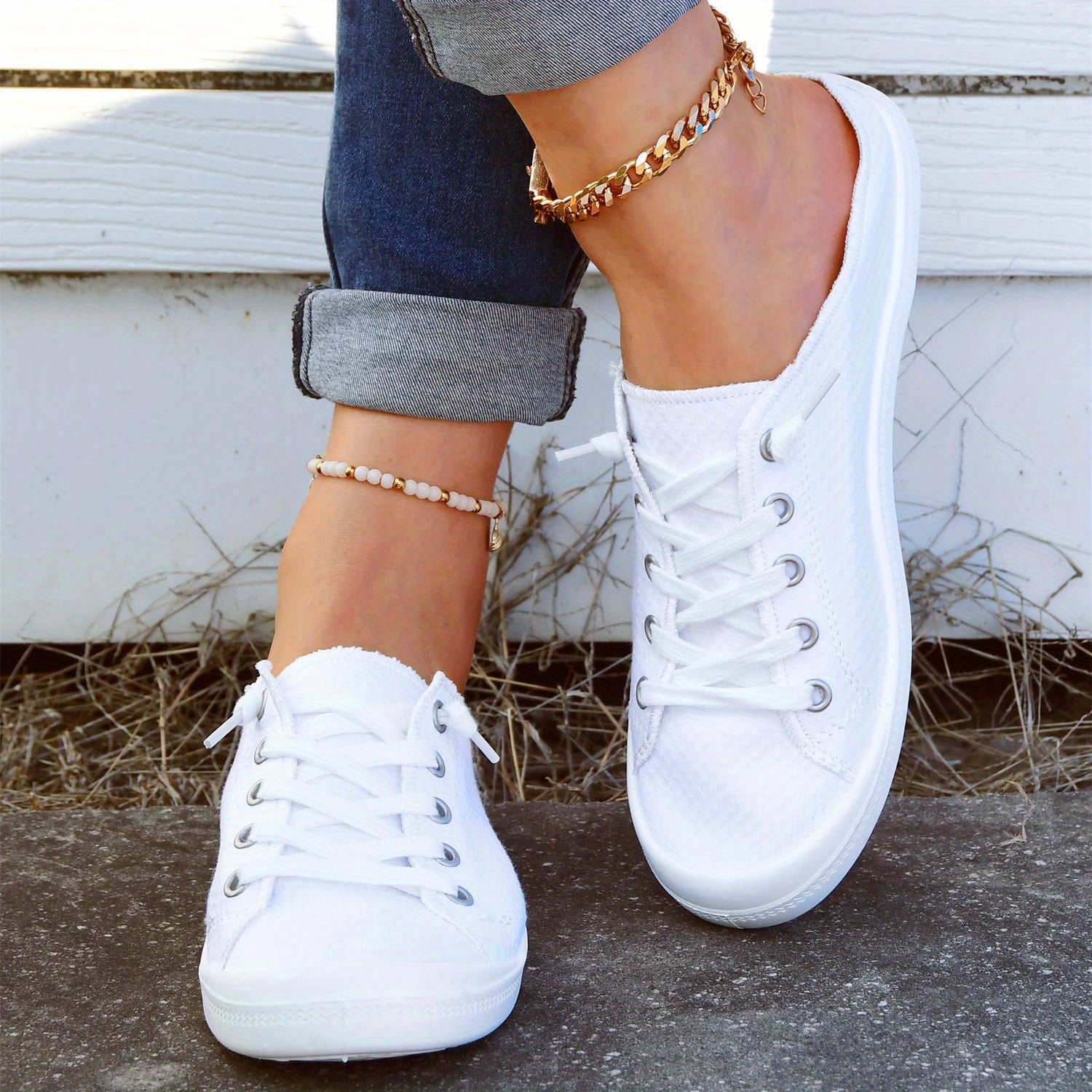 Women's Slip on Mules Sneakers Lace Up Lightweight Walking Shoes