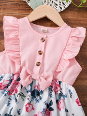 Girls Flower Print Ruffled Dress for Summer Party