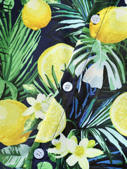 Boys Lemon Leaf & Flower Print Shirt, Summer Vacation Beach Clothes