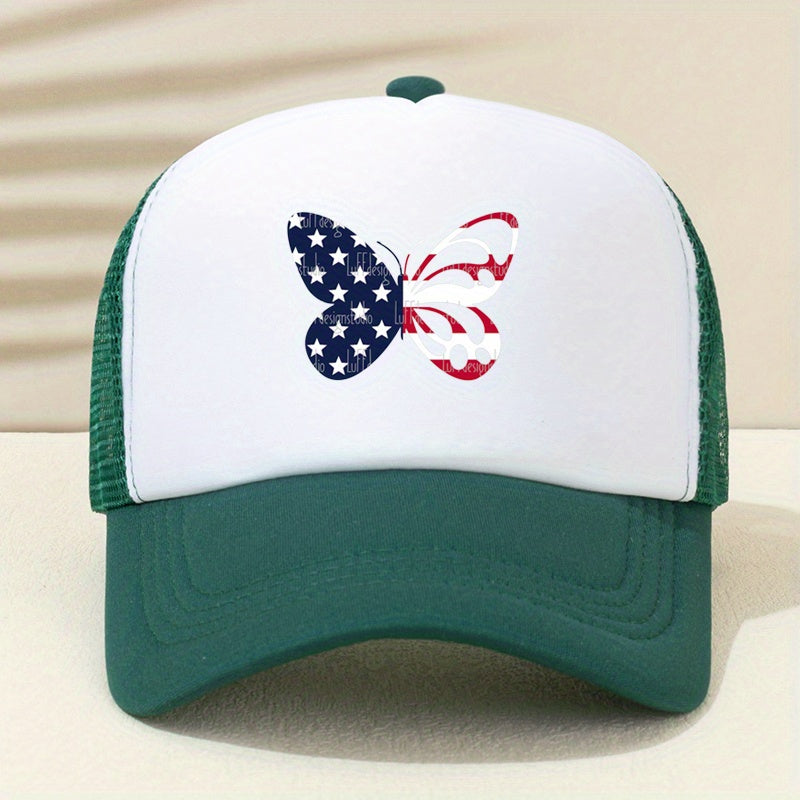 Butterfly Printed Baseball Cap Outdoor Sunshade Sunscreen Truck Driver Cap