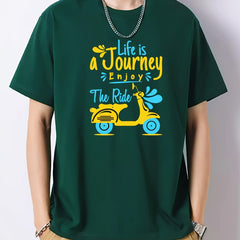 Men's Motor Pattern T Shirt Regular Fit Crew Neck Short Sleeve Casual Top