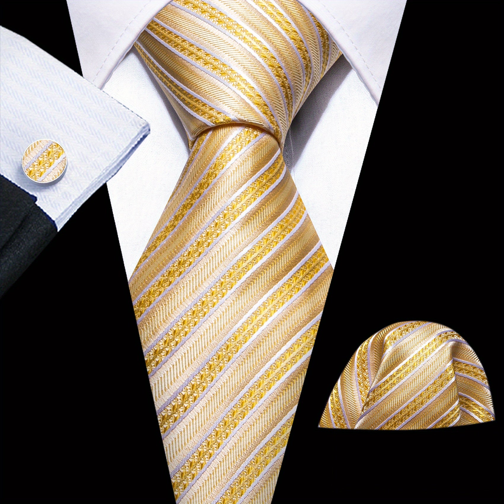 Barry Wang Men's Narrow Diagonal Stripe Tie Set