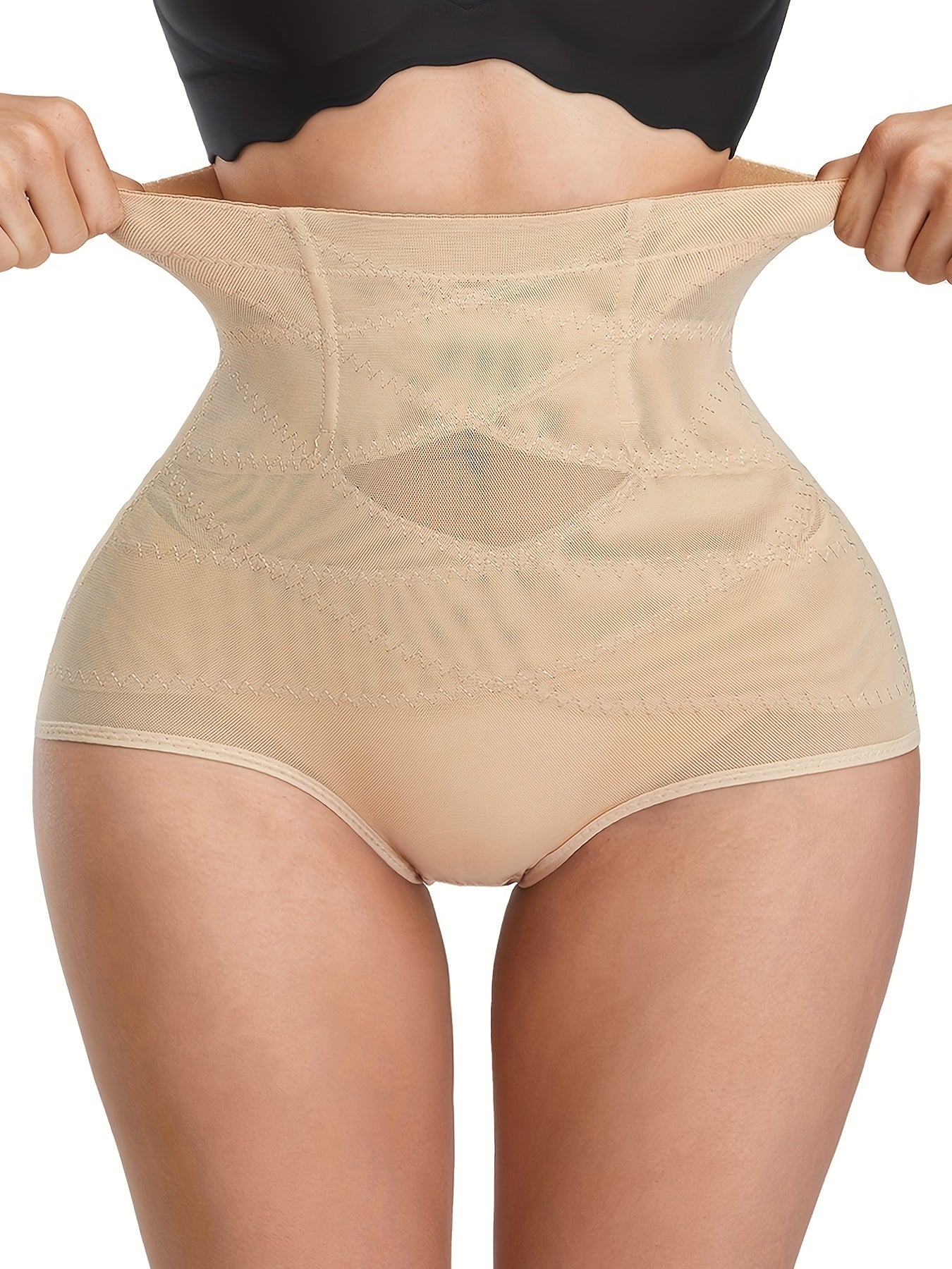 Mesh Contrast Shaping Panties High Waist Tummy Control Slimming Panties