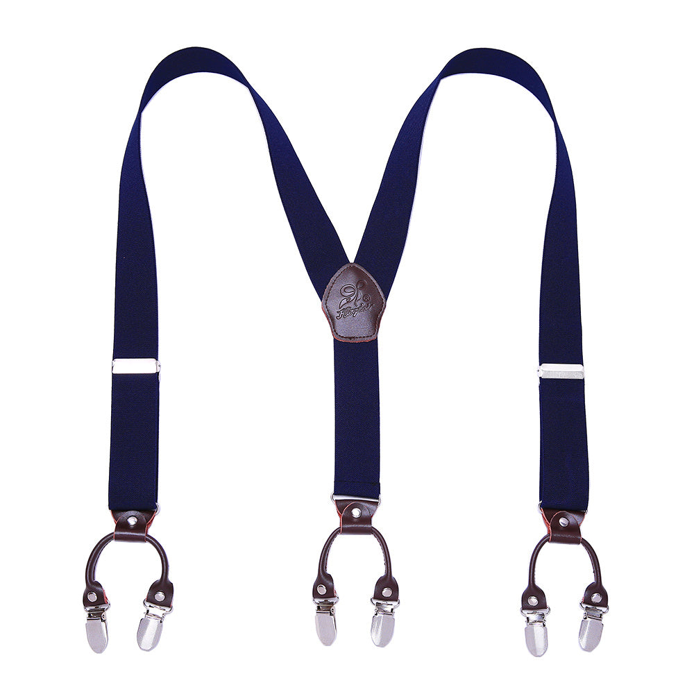 Men's Y Back Suspenders with 6 Metal Clips for Wedding