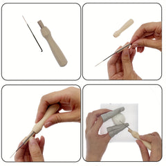4pcs Needle Felting Kit with Wool Roving Beginner Set for Craft Animal Decor
