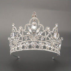 Silver Rhinestone Crown for Bride's Headwear Wedding Jewelry