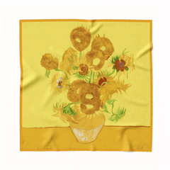 Oil Painting Print Square Scarf Shawl Twill Satin Silk Scarf