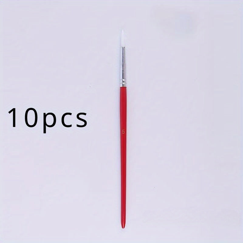 10 Nylon Hair Fine Tip Liner Brushes for Nail Art