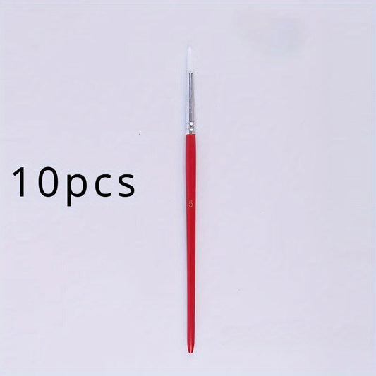 10 Nylon Hair Fine Tip Liner Brushes for Nail Art