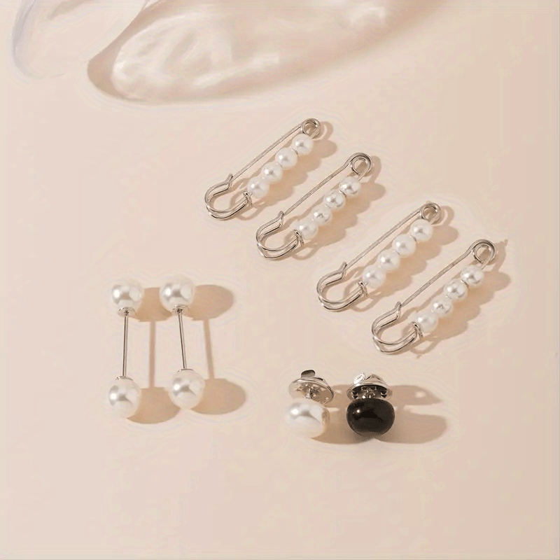 8pcs Faux Pearl Brooch Pins for Women Clothing Dresses