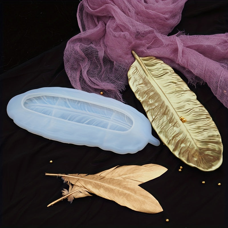 Feather Shape Storage Tray Silicone Mold DIY Gypsum Cement Dish Jewelry Resin