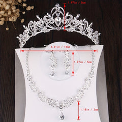 Crystal Crown Earrings Necklace Set Wedding Hair Accessories