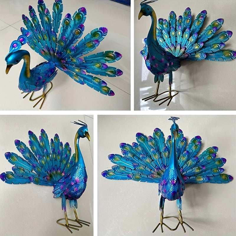 Realistic Metal Peacock Outdoor Statue Garden Decor