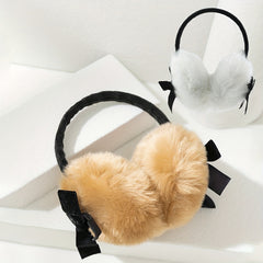 Festive Bow Earmuffs Soft Faux Fur Hand Wash Perfect Fit Suede