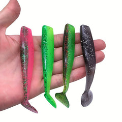 4pcs 8g Dual Soft Fishing Lures T tail For Bass Perch Accessories