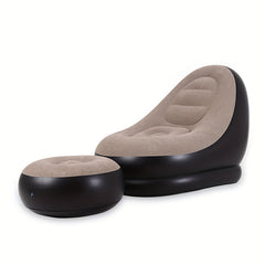 Inflatable Deck Chair With Footrest Stool Foldable Lounger Sofa