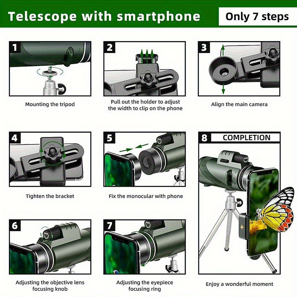 High Definition 10x42mm Binoculars with Smartphone Photography Support