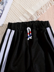 Toddler Girls Contrast Binding Sweatpants Elastic Waist Drawstring Casual Loose