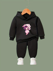 Anime Girl Pattern Long Sleeve Hooded Sweatshirt & Sweatpants