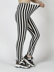 Striped Print Skinny Leggings Casual Stretchy Leggings