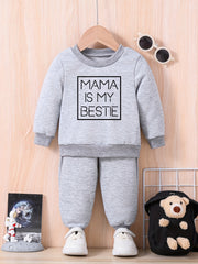 Baby Letter Print Casual Outfit Set Mama Is My Bestie
