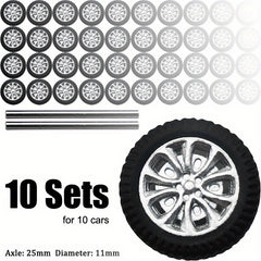 Kickcar 1/64 ABS Wheels & Rubber Tires 10 Sets