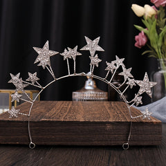 Silver Tiara Crown Stars Princess Queen Diadems Goddess