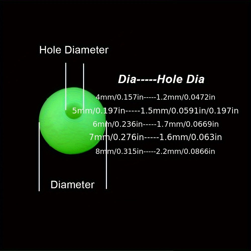 170pcs Glow in the Dark Fishing Beads Set Soft Rubber Rig Accessories