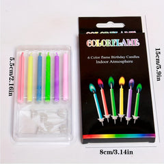 6pcs Colorful Flame Birthday Candles for Wedding Cake