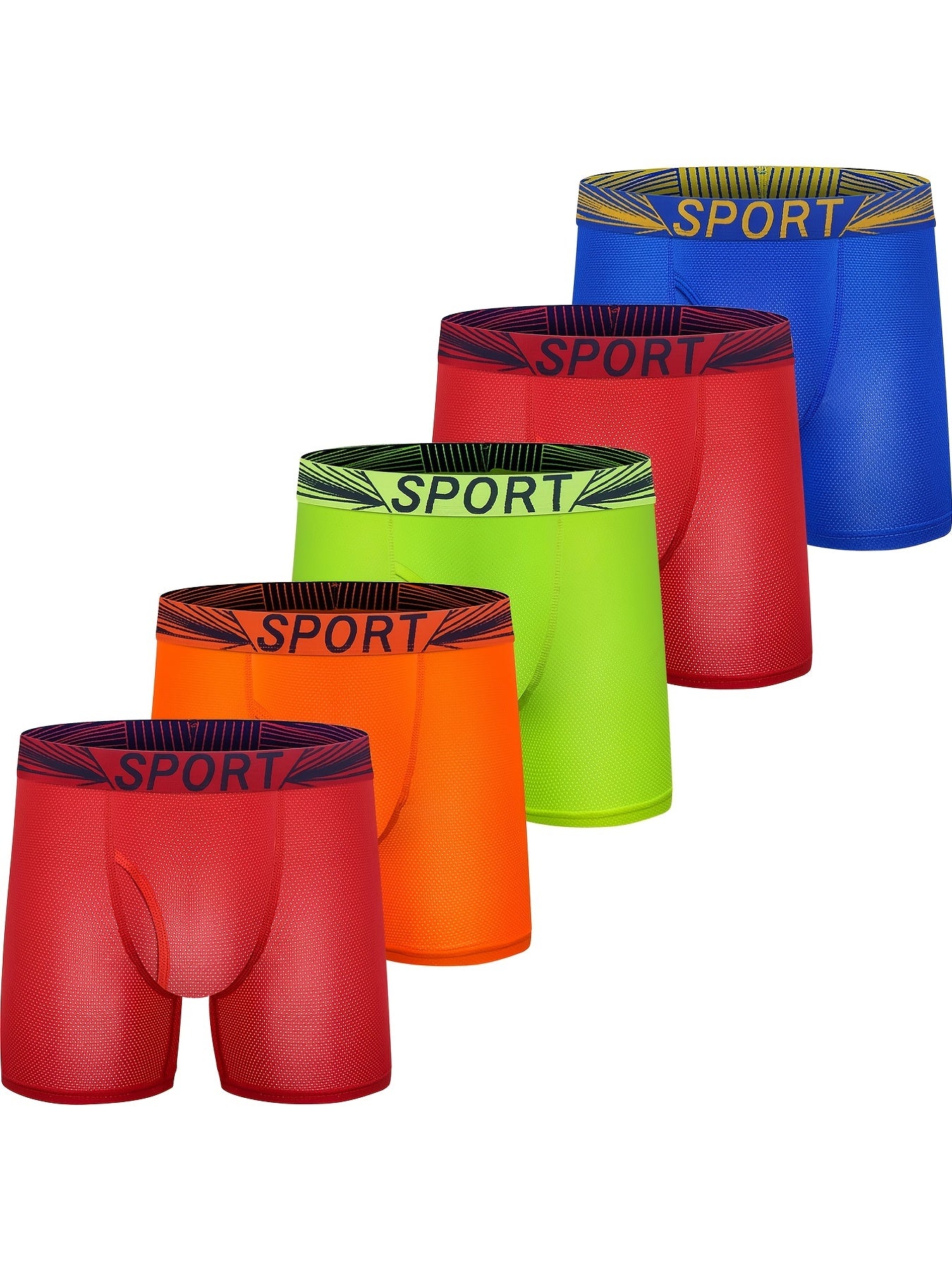 5pcs Boys Casual Boxers Quick Dry Mesh Sport Underwear