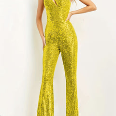 Glitter One Shoulder Sequined Jumpsuit For Party Club