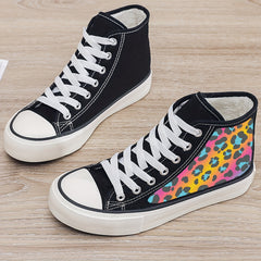 Leopard Print Y2K Plush Lined Thermal Chunky Canvas Sneakers