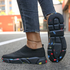 Women's Breathable Slip On Woven Sneakers Lightweight Low Top Trainers