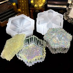 Snowflake Box Resin Mold with Lid Jewelry Jar Silicone Mold DIY Candy