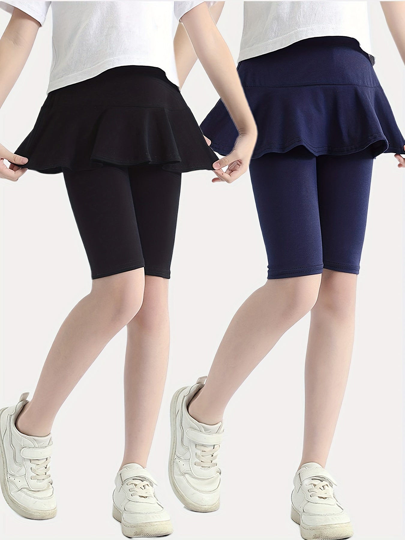 Girls Bike Shorts With Mini Skirt Dance Shorts