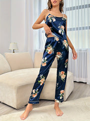 Floral Print Lounge Set Cami Top & Pants Women's Loungewear