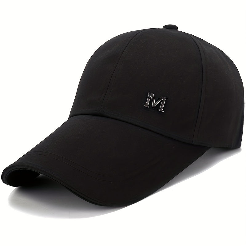 Men's Plain Long Bill Snapback Cap UV Protection Baseball Cap