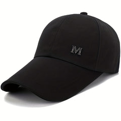 Men's Plain Long Bill Snapback Cap UV Protection Baseball Cap