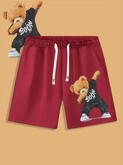 Funny Bear Print Men's Summer Shorts for Sports Casual Loose Outdoor