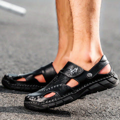 Men's Leather Hiking Sandals Beach Water Shoes
