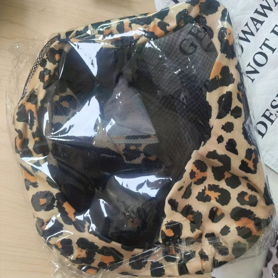 Comfortable Horse Fly Mask with Ears Elasticity Leopard Print Large