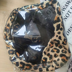 Comfortable Horse Fly Mask with Ears Elasticity Leopard Print Large